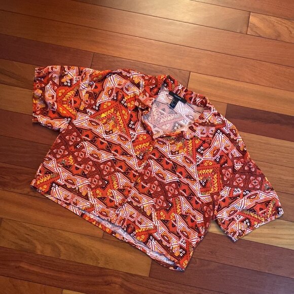 Aztec Button Down Crop Top size Large Forever 21 - Picture 3 of 8